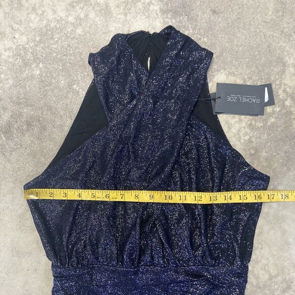 Rachel Zoe Jumpsuit Womens 8 Blue Sparkle Sleeveless‎ Wide Leg Party Sleeveless - Picture 2 of 14